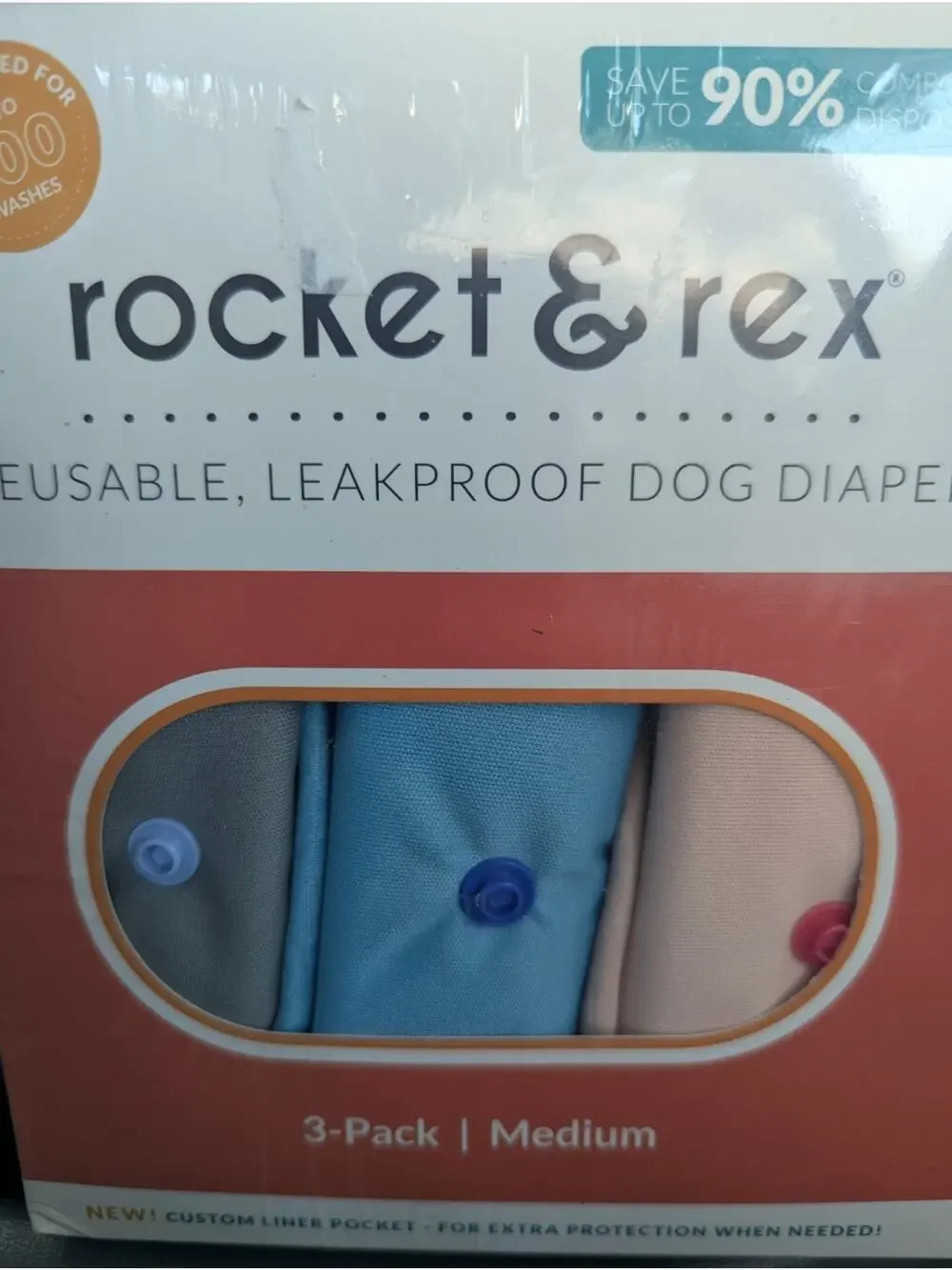 Rocket and Rex 3 Reusable Leakproof Dog Puppy Diaper Lot Set Size S SMALL New